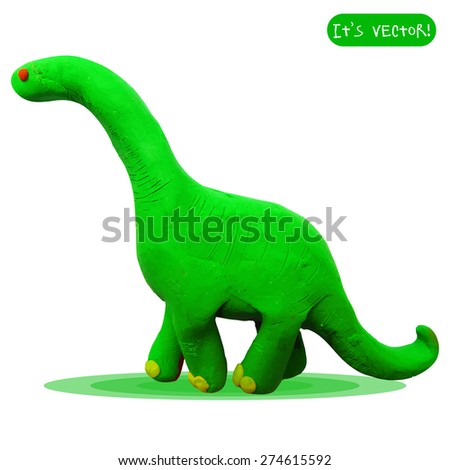 Vector illustration. Icon of plasticine diplodocus isolated on white background. 