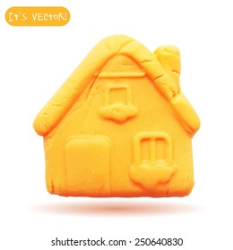 Vector illustration. Icon of plasticine house isolated on white background. Design for your website.