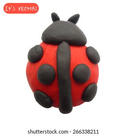 Vector illustration. Icon of plasticine ladybug on white background. Design for your website.