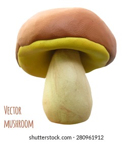 Vector illustration. Icon of plasticine mushroom on white background. Design for your website.