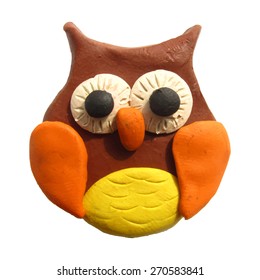 Vector illustration. Icon of plasticine owl on white background. Design for your website.