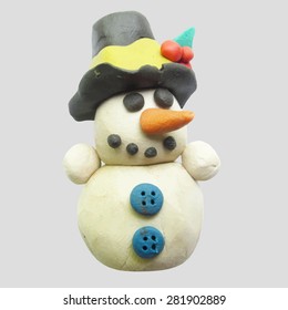Vector illustration. Icon of plasticine snowman isolated on background. 