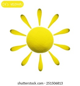 Vector illustration. Icon of plasticine sun on white background. Design for your website.