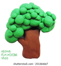 Vector illustration. Icon of plasticine tree on white background. Design for your website.