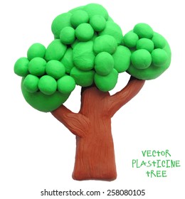 Vector illustration. Icon of plasticine tree on white background. Design for your website.