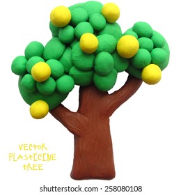 Vector illustration. Icon of plasticine tree on white background. Design for your website.