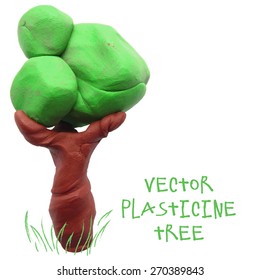 Vector illustration. Icon of plasticine tree on white background. Design for your website.