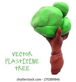 Vector illustration. Icon of plasticine tree on white background. Design for your website.