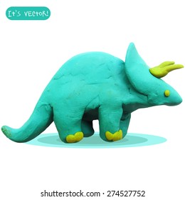Vector illustration. Icon of plasticine triceratops isolated on white background. 