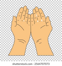 a vector illustration icon of prayer hands with skin color 