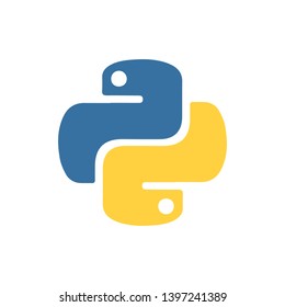 Vector illustration of an icon of the Python programming language. Logo in the form of two snakes. Flat icon on white background