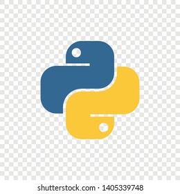 Vector illustration of an icon of the Python programming language. Logo in the form of two snakes. 