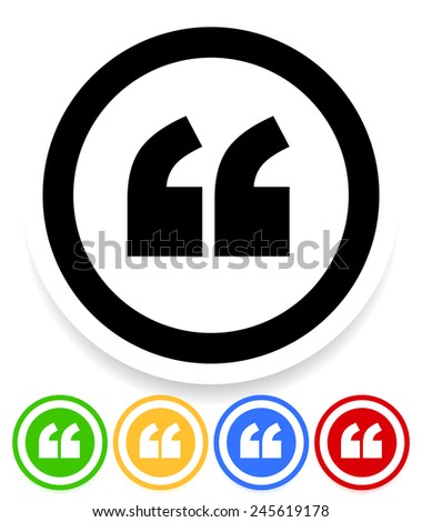 Vector illustration of an icon with quote mark or symbol. Quote, quotation, citation concepts. Eps 10 vector.