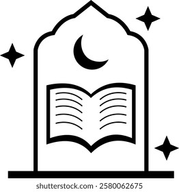 Vector illustration icon of the Qur'an with background container and decoration