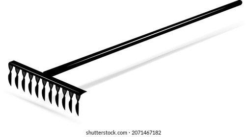 Vector illustration (icon) of a rake on a white background with shadows