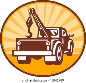 vector illustration or icon of a Rear view of a tow or wrecker truck