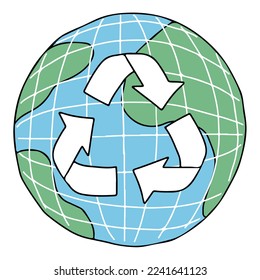 Icono de ilustración vectorial del concepto de reciclaje. Ecología, ODS, OCE.