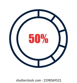 vector illustration of icon related to fifty percent growth chart with outline color. Perfect as symbols, templates, presentation elements and more
