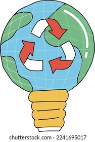 Icono de ilustración vectorial de la energía renovable. Lámpara ecológica de ahorro de energía.