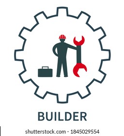 Vector illustration icon for repair, installation and maintenance of apartments and residential premises, finishing, painting, plumbing and other construction works