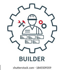 Vector illustration icon for repair, installation and maintenance of apartments and residential premises, finishing, painting, plumbing and other construction works