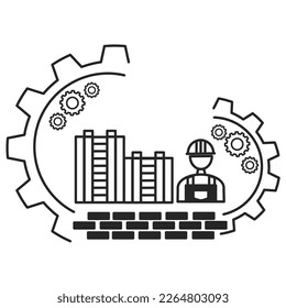 Icono de ilustración vectorial para trabajos de reparación, instalación, mantenimiento y construcción. Aislado en un fondo blanco - ilustración vectorial editable.