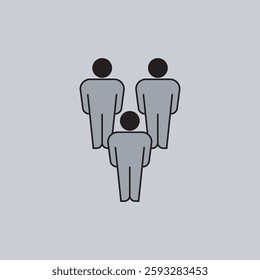 A vector illustration of an icon representing three people communicating in a work environment. The design should feature three human figures arranged in a triangular or circular formation
