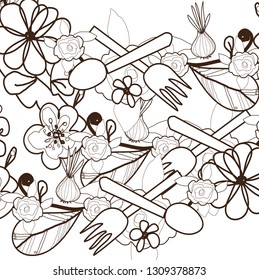 vector illustration for icon restaurant menu, flyers, brochures. set of hand drawn doodle with cooking ingredients, food, bakery and kitchen.  nice design bouquet flower and cook, Berkeley