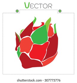 Vector Illustration Icon of Ripe exotic dragon fruit with slice