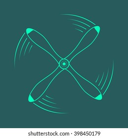  Ilustración vectorial. Hélice giratoria de icono. Símbolo de avión teledirigido cuadrocopter.