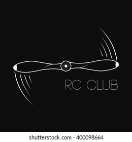 Vector illustration. Icon rotating propeller. Logo propeller. Symbol quadrocopter drone or aircraft. emblem rc club