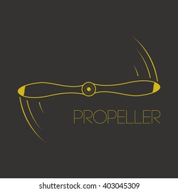 Vector illustration. Icon rotating propeller. Logo propeller. Symbol quadrocopter drone or aircraft.