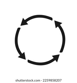 Vector illustration, the icon of the rotation of the circular four arrows. 