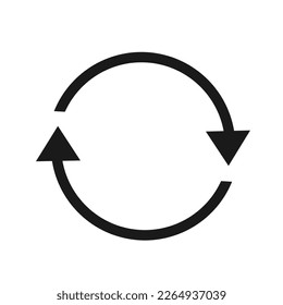 Ilustración vectorial, icono, rotación de dos flechas redondas. Aislado sobre un fondo blanco.