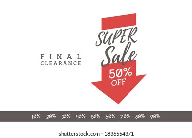 Vector illustration icon with sale motif that can be freely combined from 10% off to 90% off