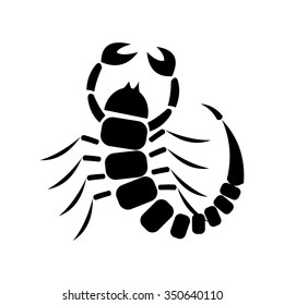 Vector illustration. Icon of scorpion, isolated over white background