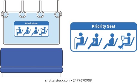  Vector illustration of an icon of a seat and priority seating on a train