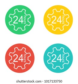 Vector illustration, icon. Service 24 hours. In color. Red, blue, green, yellow.