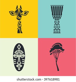Vector illustration icon set of Africa