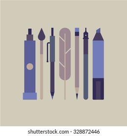 Vector illustration icon set of art
