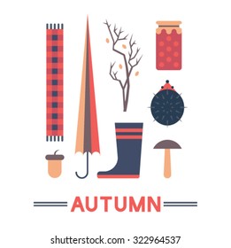 Vector illustration icon set of autumn