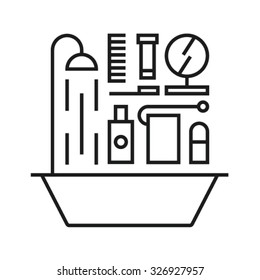 Vector illustration icon set of bath 