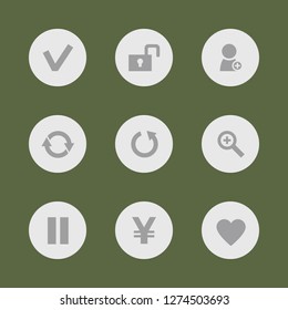Vector illustration. Icon set for buttons.