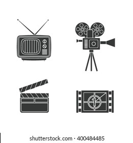 Vector illustration icon set of cinema