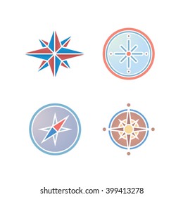 Vector illustration icon set of compasses