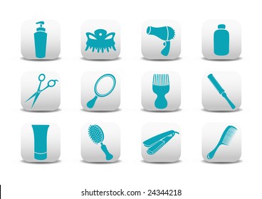 Vector illustration of  icon set or design elements relating to hairdressing salon