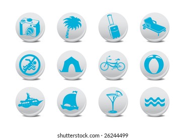 Vector illustration of  icon set or design elements relating to summer tourism