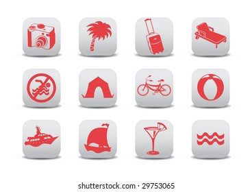 Vector illustration of  icon set or design elements relating to summer tourism