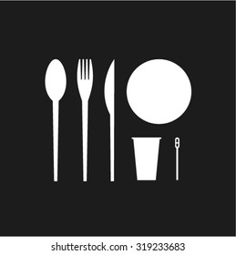 Vector illustration icon set of disposable tableware