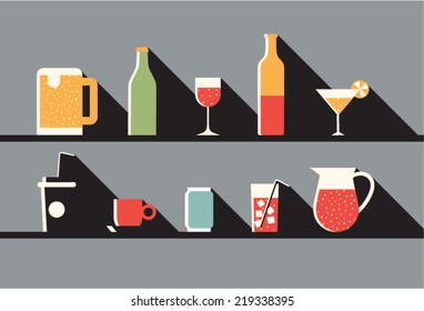 Vector illustration icon set of drink